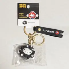 万博 サンリオ ミャクミャク 立体マスコット モノクロ 黒 キーホルダー