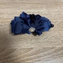 ネイビー リボン バンスクリップ ヘアクリップ