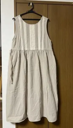 サマンサモスモス　エプロンワンピース　綿　レース　ジャンパースカート