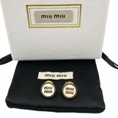 miumiu ミュウミュウ ピアス ゴールド ロゴ 両耳セット 付属品付き 