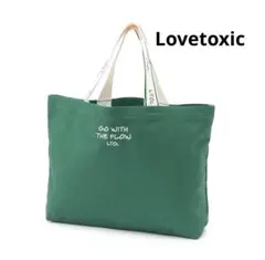 【新品】Lovetoxic 刺繍トートバッグ　グリーンのサムネイル