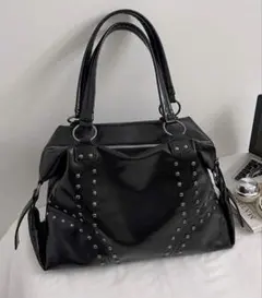 NOJESSノジェス レザーバッグ ブラックスタッズ金2way ショルダーy2k 