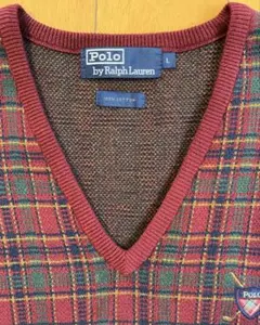 Polo by Ralph Lauren チェック柄ベスト L コットン100%