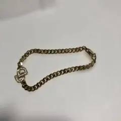 12780 クリスチャンディオール　ゴールドクリスタル装飾チェーンブレスレット