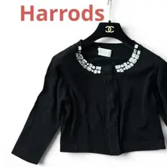 【Harrodsハロッズ】ブラック黒ラインストーン付き長袖カーディガンのサムネイル
