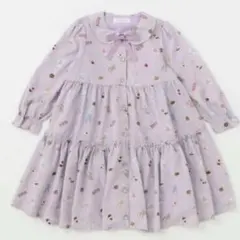 メゾピアノ　クマチェック柄　衿つきワンピース　120