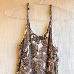 【M】フィフス&ロー ペイズリー柄 キャミワンピース フリンジ 総柄 エスニック