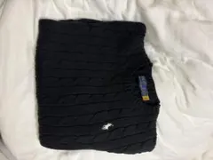 ブラック ケーブル編み 長袖ニット