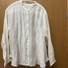 HUIS. 遠州織物 リネンバンドカラーシャツ ホワイト - メルカリ