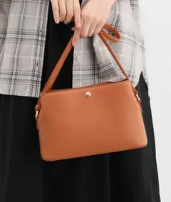 Honeys ショルダーバッグ フェイクレザー コンパクト 軽量 キャメル