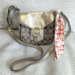 ◇COACH◇シグネチャー ターンロックミニショルダーバッグ スカーフ 
