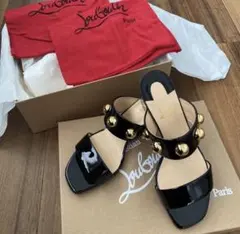 美品　ルブタン　サンダル　ブラック　エナメル 37.5