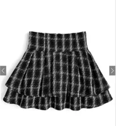 GRL ハイウエストツイードチェックフレアミニスカート gm827