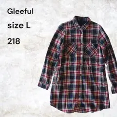 Gleeful チェック柄 シャツ Lサイズ　チェックロングシャツ　襟付きシャツのサムネイル