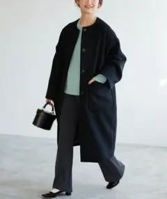 【1/24〜25限定セール】スローブイエナ ブラック ロングコート 36