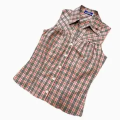 美品 バーバリー ブルーレーベル ノバチェック ノースリーブシャツ ピンク