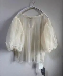 新品タグ付きレイビームスふんわりチュールバルーンスリーブブラウス
