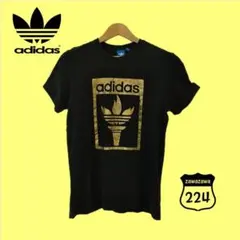 adidas Tシャツ トーチ柄 L ブラック 202-0383