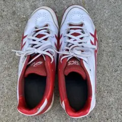 ASICS スパイクシューズ ホワイト/レッド