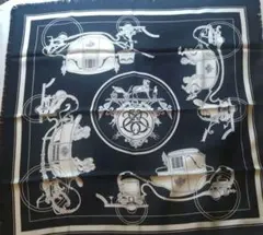HERMES カレ80 エクスリブリス フリンジ ブラック スカーフのサムネイル