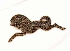 馬 ブローチ 古代様式 黄金 躍動感 ヴィンテージ ホース 高見え 上品 大ぶり