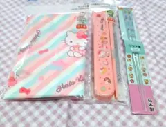 サンリオ　ハローキティ　お箸　箸箱セット　持ち手付きランチ巾着　3点セット