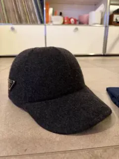 プラダ デニム キャップ 帽子 トライアングルロゴ ネイビー PRADA