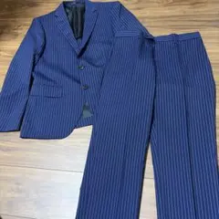 【美品】ネイビー ストライプ メンズ　ビジネススーツ