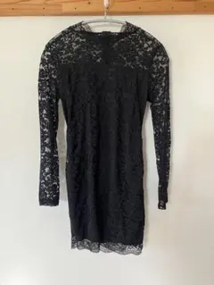 TIKAブラック総レース長袖マイクロミニドレスワンピースバックオープンshein