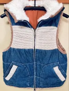 値下げ❣️レディース❤️ボアフード付き　デニムベスト ❤️Mサイズ❤️