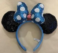 ディズニーランド　ミニーマウス　ミニー　カチューシャ　スパンコール　青　水色