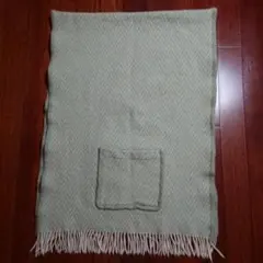 ラプアンカンクリ ポケットショール グリーン × ホワイト 織り柄