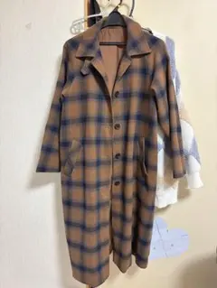 ブラウン・チェック ロングコート