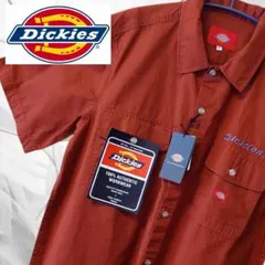 【新品タグ付】 Dickies ワークシャツ XL 刺繍ロゴ バイオウォッシュ
