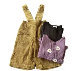 オーバーオールと長袖トップスセット