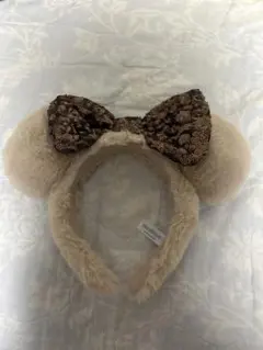 ディズニー　カチューシャ（ベージュ、リボン付き）