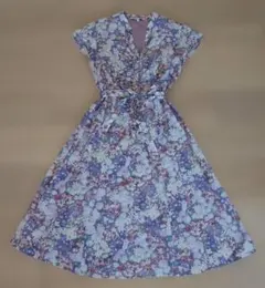 美品　ローラアシュレイ シルクフローラル フレンチスリーブ フレアワンピース