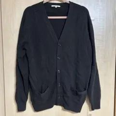 ラムウール ブラウンVネック カーディガン L