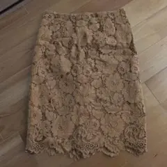 NATURALBASIC　キャメル レース タイトスカート Mサイズ