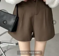 タックハイウエストブラウンショートパンツM