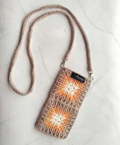 編み物 グラニースクエア スマホショルダーバッグ