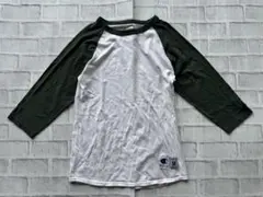 Champion（チャンピオン）ラグラン 七分袖 Tシャツ グリーン×ホワイト