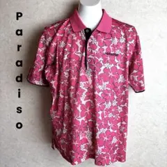 【ゴルフ】Paradiso 花柄ポロシャツ ピンク系Lサイズのサムネイル