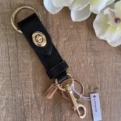 新品☆COACH(コーチ)ブラック バッグチャーム レザー キーホルダー