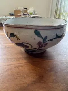 九谷焼　大鉢　波千鳥　色絵　大丼　千鳥　アンティーク九谷焼　茶道具　１客 九谷焼 大鉢 波千鳥 色絵 大丼 千鳥 アンティーク九谷焼 茶道具