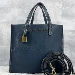 美品 マークジェイコブス レザー 2way ショルダーバッグ 南京錠 ロゴ 紺