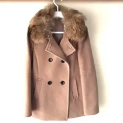 リアルファー　毛皮Aライン　ダブルコート　キャメル　AZUL内