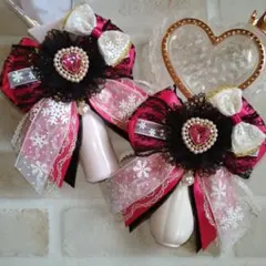 キンブレリボン★雪柄★ピンク★ペンライトリボン★ヘアゴム★ハート★量産型★