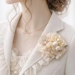 コサージュ　桜ピンクフラワーアイボリーガラスフラワー　卒園式　卒業式　入園式