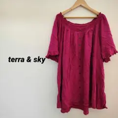 海外古着♥ terra & sky オフショルダー ピンク トップス